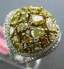 EXTRA LARGE 3.88CT WHITE & FANCY YELLOW DIAMOND 18KT TWO TONE GOLD CLUSTER RING