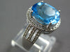 LARGE 6.35CT DIAMOND & AAA BLUE TOPAZ 14K WHITE GOLD OVAL & ROUND FUN RING 27023