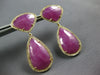 33.0CT DIAMOND & AAA SLICED RUBY 14KT YELLOW GOLD 3D TEAR DROP HANGING EARRINGS