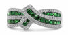 ESTATE 1.05CT DIAMOND & AAA TSAVORITE 14KT WHITE GOLD 3D MULTI ROW RIBBON RING