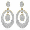 ESTATE .59CT DIAMOND 14KT YELLOW GOLD 3D OVAL CLUSTER FUN HANGING EARRINGS