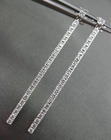 ESTATE LARGE .95CT DIAMOND 14KT WHITE GOLD CLASSIC ELONGATED TENNIS EARRINGS 2mm