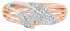 ESTATE .15CT DIAMOND 14KT ROSE GOLD 3D ROUND DOUBLE LEAF FILIGREE LOVE RING