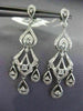LONG .83CT DIAMOND 18K WHITE GOLD 3D OPEN FILIGREE TEAR DROP CHANDELIER EARRINGS