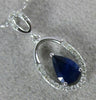ESTATE .62CT DIAMOND & AAA SAPPHIRE 14K WHITE GOLD 3D TEAR DROP FLOATING PENDANT