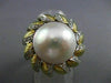 ANTIQUE MASSIVE .35CT DIAMOND 18K TWO TONE GOLD AAA MABE PEARL FLOWER RING 25403
