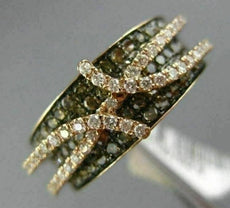 1.32CT WHITE & CHOCOLATE FANCY DIAMOND 14K ROSE & BLACK GOLD 3D CRISS CROSS RING