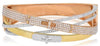 EXTRA LARGE 3.11CT DIAMOND 18KT TRI COLOR GOLD 3D MULTI ROW FUN BANGLE BRACELET