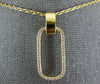 ESTATE LARGE .29CT DIAMOND 18KT YELLOW GOLD CLASSIC OPEN OVAL FUN PENDANT