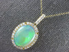 LARGE 4CT DIAMOND & AAA OPAL 14KT YELLOW GOLD OVAL & ROUND HALO FILIGREE PENDANT