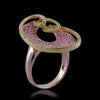 LARGE 1.91CT PINK & FANCY YELLOW DIAMOND 18K YELLOW & ROSE GOLD 3D OVAL FUN RING