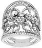 LARGE 1.55CT DIAMOND 14KT WHITE GOLD 3D MULTI FLOWER OPEN FILIGREE COCKTAIL RING