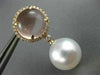 LARGE .52CT DIAMOND & AAA ROSE QUARTZ SOUTH SEA PEARL 18KT ROSE GOLD 3D EARRINGS