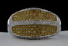 LARGE .66CT WHITE & FANCY YELLOW DIAMOND 18K 2 TONE GOLD MULTI ROW PAVE FUN RING