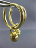 ESTATE 14KT YELLOW GOLD 3D CLASSIC BELL CHARM HANGING HOOP EARRINGS 3mm #25678