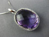 ESTATE EXTRA LARGE 15.68CT DIAMOND & AMETHYST 14KT WHITE GOLD HALO OVAL PENDANT