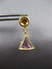 1.90CT AAA CITRINE & AMETHYST 14KT YELLOW GOLD ROUND & TRILLION EARRINGS #27406