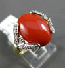 ESTATE .07CT DIAMOND & AAA CORAL 14KT YELLOW GOLD 3D FILIGREE MILGRAIN FUN RING