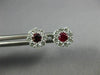 ESTATE .63CT DIAMOND & AAA RUBY 18KT WHITE GOLD 3D FLOWER CLUSTER STUD EARRINGS