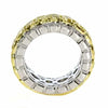 LARGE 7.39CT WHITE & FANCY YELLOW DIAMOND 18K 2 TONE GOLD 3 ROW ANNIVERSARY RING