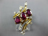 3.92CT DIAMOND & AAA RUBY 14KT 2 TONE GOLD MULTI SHAPE 3 STONE LEAF RING #26976