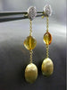 ESTATE .21CT DIAMOND & CITRINE 18KT TWO TONE GOLD 3D OVAL ROUND HAMMER EARRINGS