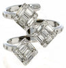 LARGE .73CT DIAMOND 18K WHITE GOLD ROUND & BAGUETTE MULTI SQUARE ETOILE FUN RING