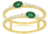 0.60CT DIAMOND & AAA EMERALD 14KT YELLOW GOLD OVAL & ROUND CRISS CROSS LOVE RING