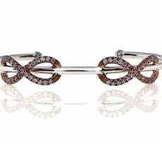.90CT PINK DIAMOND 18K WHITE & ROSE GOLD 3D DOUBLE INFINITY LOVE BANGLE BRACELET