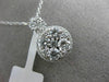 ESTATE LARGE 1.26CT DIAMOND 18KT WHITE GOLD CLUSTER HALO FLOWER FLOATING PENDANT