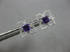 .75CT DIAMOND & AAA AMETHYST 14KT WHITE GOLD PRINCESS CUT & ROUND STUD EARRINGS