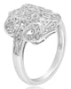ESTATE .20CT DIAMOND 14KT WHITE GOLD 3D OPEN FILIGREE FLOWER HEXAGON FUN RING