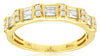 0.35CT DIAMOND 14K YELLOW GOLD 3D ROUND & BAGUETTE 2 ROW WEDDING ANNIVERSARY RING