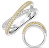 WIDE .69CT DIAMOND 14K WHITE & YELLOW GOLD MULTI ROW CRISS CROSS X INFINITY RING
