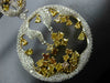 LARGE 12.15CT WHITE & FANCY YELLOW DIAMOND 18KT GOLD 3D GLOBE HANGING EARRINGS
