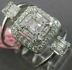 ESTATE EXTRA LARGE 1.28CT DIAMOND 18KT WHITE GOLD 3 ROW SQUARE ANNIVERSARY RING