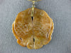 ESTATE LARGE AAA BROWN JADE 14K YELLOW GOLD HAND ETCHED LUCKY FISH PENDANT 22359