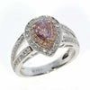 ESTATE .97CT WHITE & PINK DIAMOND 18KT WHITE & ROSE GOLD PEAR SHAPE & ROUND RING