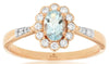 .64CT DIAMOND & AAA AQUAMARINE 14K ROSE GOLD OVAL & ROUND FLOWER ENGAGEMENT RING