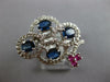 LARGE 1.81CT DIAMOND & AAA SAPPHIRE & RUBY 18KT WHITE GOLD 3D OVAL FLOWER RING