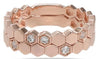 .16CT DIAMOND 14K ROSE GOLD MULTI HEXAGON STACKABLE DOUBLE BAND ANNIVERSARY RING