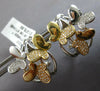 LARGE .37CT DIAMOND 14KT TRI COLOR GOLD MULTI BUTTERFLY CLIP ON HANGING EARRINGS