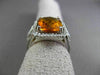 ESTATE LARGE 4.93CT DIAMOND & EXTRA FACET CITRINE 14KT WHITE GOLD HALO LEAF RING