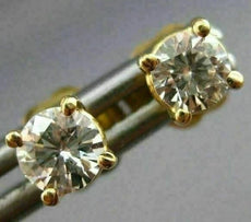 ESTATE .47CT ROUND DIAMOND 14KT YELLOW GOLD CLASSIC 4 PRONG STUD EARRINGS #7838