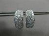 ESTATE 1.37CT ROUND DIAMOND 18K WHITE GOLD 3D PAVE 3 ROW CLASSIC HUGGIE EARRINGS