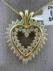ESTATE LARGE 2.04CT DIAMOND 14KT YELLOW GOLD DOUBLE HEART LOVE FLOATING PENDANT