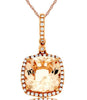 LARGE 3.66CT DIAMOND & AAA MORGANITE 14KT ROSE GOLD 3D CUSHION & ROUND PENDANT