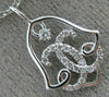 ESTATE .13CT DIAMOND 14K WHITE GOLD 3D CLASSIC OPEN FILIGREE BELL LOVE PENDANT