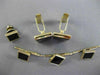 ESTATE LARGE AAA ONYX 14KT YELLOW GOLD 3D RECTANGULAR CUFFLINKS SHIRT STUD SET