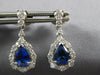 Estate 2.03Ct Diamond & Aaa Sapphire 18K White Gold 3D Round Tear Drop Hanging Earrings